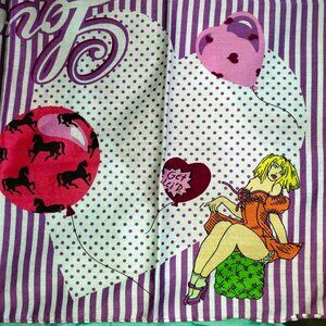 $SOLD$ Vintage Betsey Johnson Guys Love BJ Pinup Dress Babe Girls Pop Art Scarf